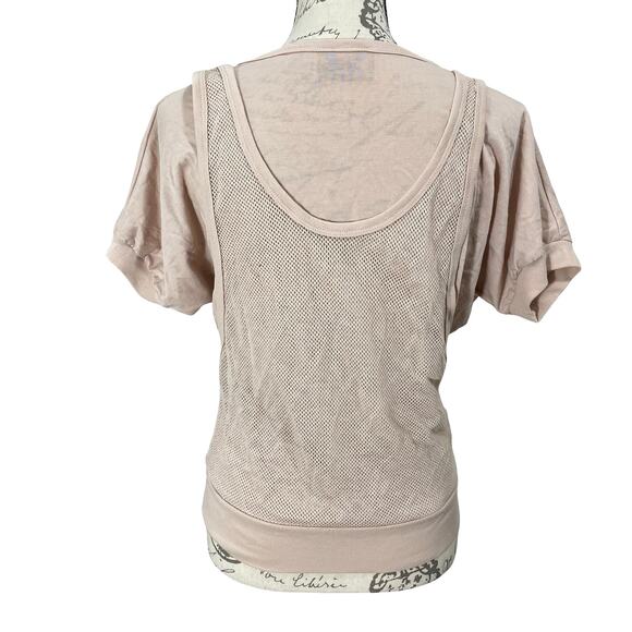 Vintage 90s Wharfside Tan Mesh Overlay Sporty Top / Size Medium / Vintage Tee - Picture 3 of 7